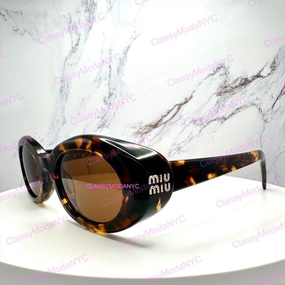 New MIU MIU Sunglasses Brown Tortoise Oval Womens Reverie main image 9
